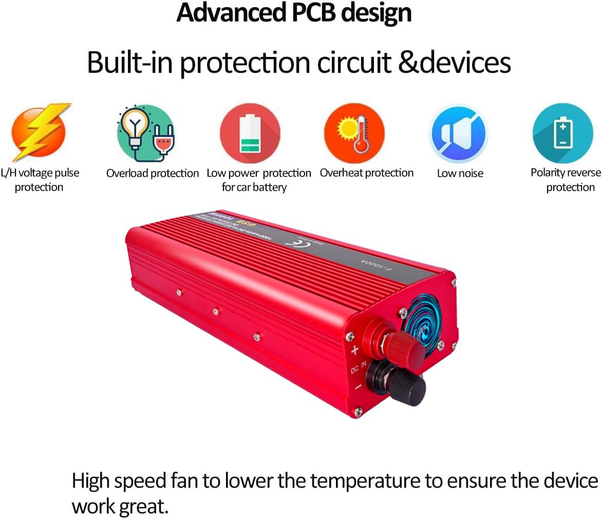 Amazon.co.jp: 1000W パワーインバーター 24V~110V 修正正弦波カー